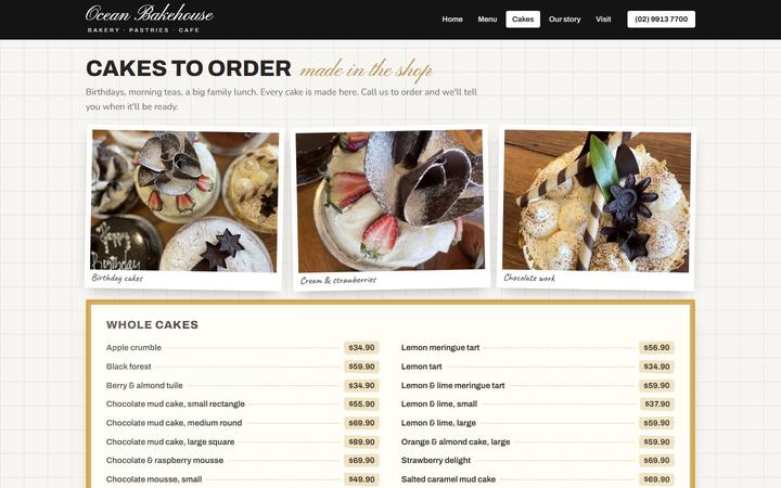 Ocean Bakehouse: cakes to order