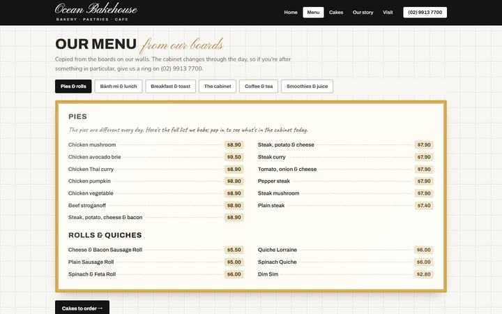 Ocean Bakehouse: 140 items, from the boards